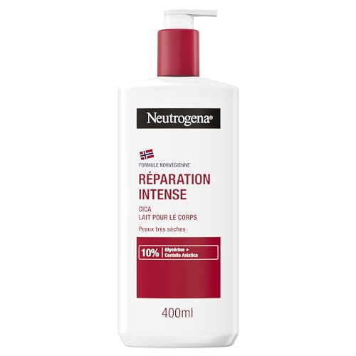 Neutrogena – Lait pour le corps Réparation Intense Cica (flacon-pompe de 400 ml) – Lait corps non gras pour peaux très sèches – Lait hydratant avec glycérine et Centella asiatica