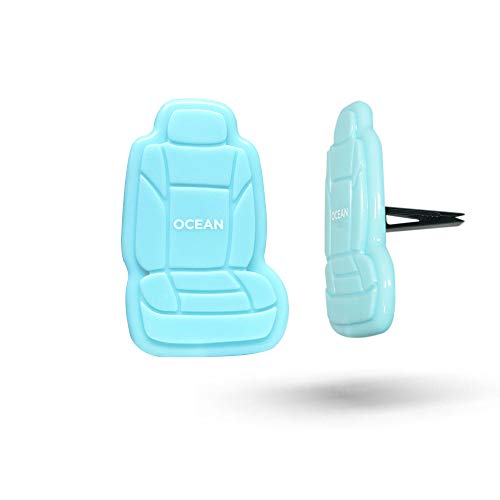 Image of FH Group Ocean 3D Scented Light Blue Air Freshener 1-Pack Clip-On Non-Toxic, Plastic Alcohol-Free Fragrance Oil Car Seat Shape Long Lasting for Cars, SUVs, Closets, Small Spaces, etc. Light Blue