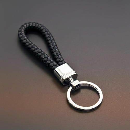 Image of THE MEN THING - Stylish Multicolor Stainless Steel Keychain for Men & Boys (CRIMSON LOOP BRAIDED - BLACK)