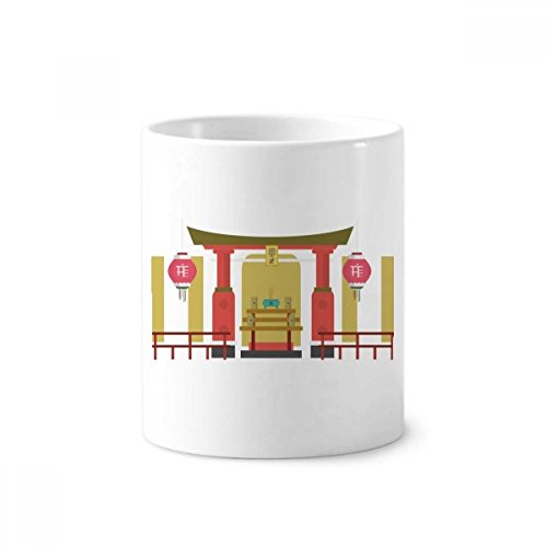 Porte-brosse à dents céramique China Town tasse blanche 350ml et pot à stylo