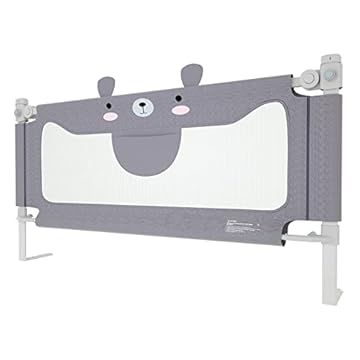 UISEBRT Griglia di protezione per letto per bambini, 180 cm, altezza regolabile, protezione da caduta, colore: grigio