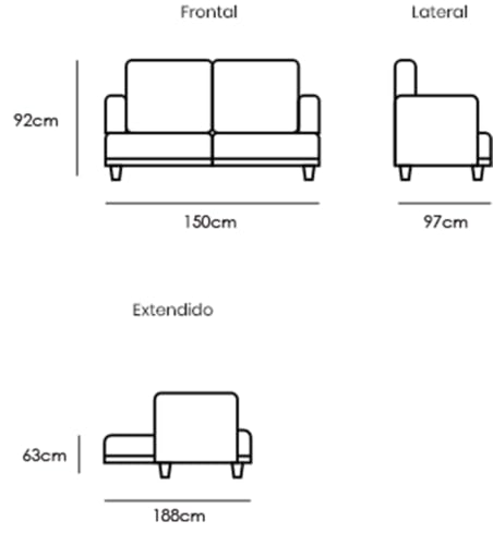 Sofá Cama 2 Plazas Astan Hogar Elegante con Tapizado Tela Duna 4