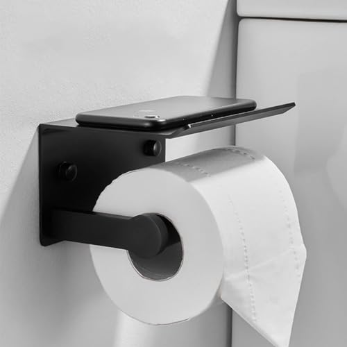Suporte Porta Papel Higiênico Compacto com Apoio para Celular e Itens Pessoais - Fixação sem Furação
