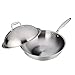Produktbild Pfannenrührer, Edelstahl 304, unbeschichtet, Antihaft-Pfannen-Wok, Haushalts-Induktionsherd, Gas, Allzweck, mit Deckel, Safe Wok, 32 cm-A