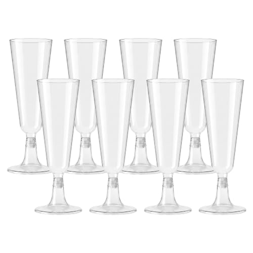 Lizzy Reusable Champagne Flutes 100ml Clear Plastic Stemmed Glasses Pack of 12 Prosecco Cups for Weddings Parties Events Celebrations Lightweight Elegant Design Easy Assembly Drinkware Set