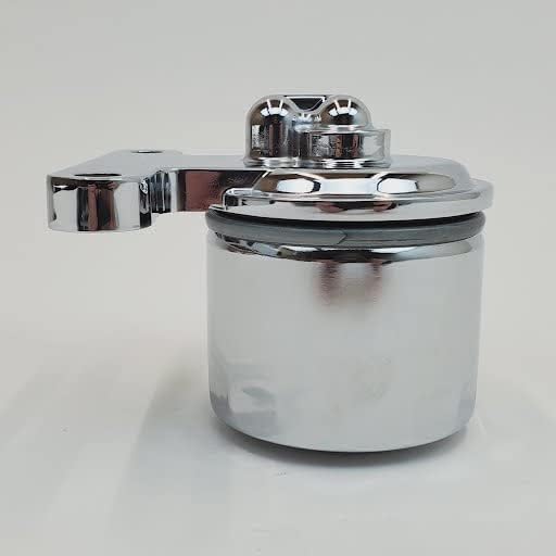 Chrome Universal Remote Oil Filter Relocation Kit with Custom Mount & Filter for Harley Big Twin Panhead, Shovelhead and Sportster Evolution Motors – Comes with Hose Barbs for 3/8” ID Oil Line