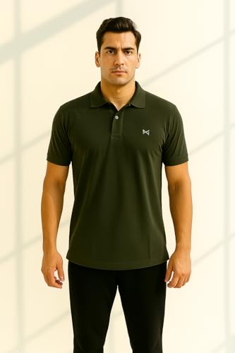 Image of Force NXT Men's Premium Microfiber Fabric Solid T-Shirt | Polo Neck Half-Sleeves T-Shirt for Men | Label Free with Anti-Static for Daily Uses