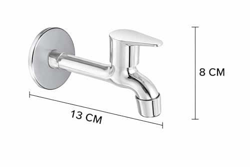 Image of Furiq Bath Fusion Stainless Steel Long Body Tap for Kitchen Bathroom Home Taps with Chrome Finish and Quarter Turn Fitting (Wall Flange and Teflon Tape) Pack of 3