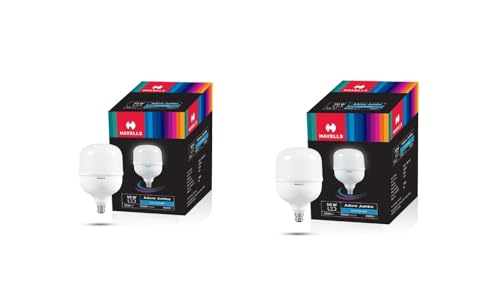 Image of Havells 50W High Wattage Led Bulb | High CRI & High Efficiency | Energy Efficient | Mercury-Free | 4KV Surge Protection | 100 Lumens Per Watt |Cool Day Light (6500K) B22D (Pack Of 2)