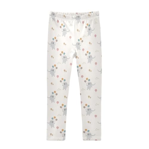 Elephant Balloon Girls Leggings,Workout Leggings for Girls Toddler Athletic Legging Size for 3-10T
