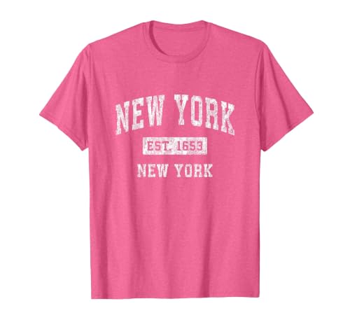 New York New York NY Vintage Established Sports Design T-Shirt, Men, Pink Heather, XX-Large