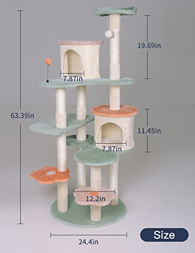 Hyabi 63 Inch Cat Tree Creative Climbing Frame Cat Apartment With Flower Rest Platform(Large 7 Platforms) #TOP2