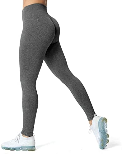 Aoxjox Scrunch Butt Lifting Leggings for Women High Waisted Tummy Control Seamless Workout Leggings Yoga Pants (Black Speckled Marl, Small)