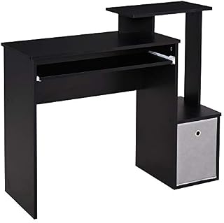 HOMCOM Computer Desk with Sliding Keyboard Tray Storage Drawer Shelf Home Office Workstation Black