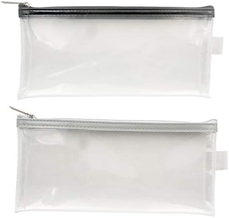 Akuoly Clear Pencil Cases See Through Exam Pencil Cases Zipped Pouch, Pack of 2, 21cm x 9cm