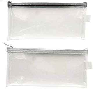 Akuoly Clear Pencil Cases See Through Exam Pencil Cases Zipped Pouch, Pack of 2, 21cm x 9cm