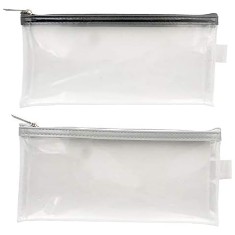 Akuoly Clear Pencil Cases See Through Exam Pencil Cases Zipped Pouch, Pack of 2, 21cm x 9cm Cover