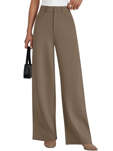 LILLUSORY Women Wide Leg Dress Work Pants Petite Spring Summer 2026 Trousers Slacks High Waisted Business Dressy Casual Capsule Wardrobe Outfits Clothes Office Teacher Clothing Tawny L
