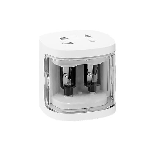 電動鉛筆削り 6~12mmの芯先の鉛筆・色鉛筆に対応 電動シャープナー 自動削り 入園入学必要品 コンパクト 持ち運び便利 (白い)