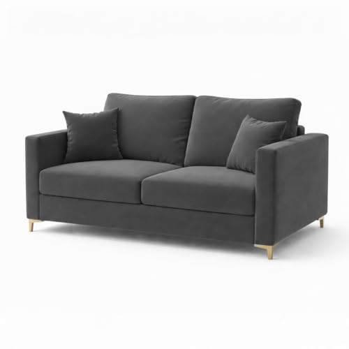 Image of Rich Velvet Suede Sofa | Spacious Soft Touch Comfort Seating | Modern Sofa for Living Room (Dark Grey, Hayes, 3 + 2 Seater Sofa + Ottoman)