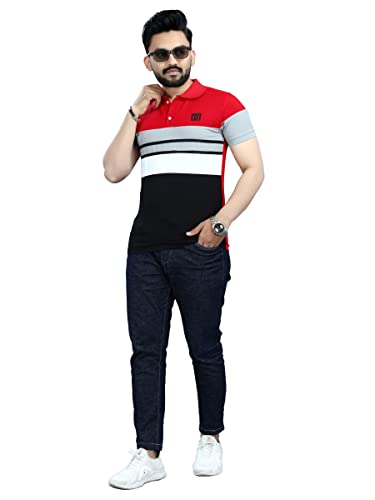 Image of Men's Regular Fit Striped Polo T-Shirts