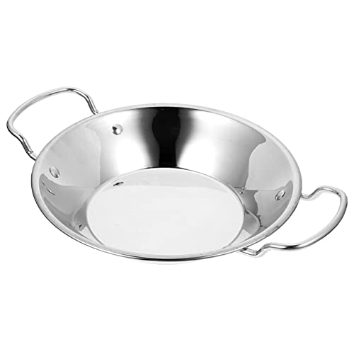 Wok de acero inoxidable con doble asa, horno redondo miniatura 1