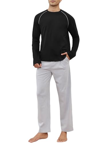 Reviews de Ropa de dormir para Hombre que Puedes Comprar On-line. 50 GAESHOW Pijama Hombre Algodon Conjunto de Pijamas Hombre con Pantalón y Manga Larga Cuello Redondo Ropa de Dormir 2 Piezas