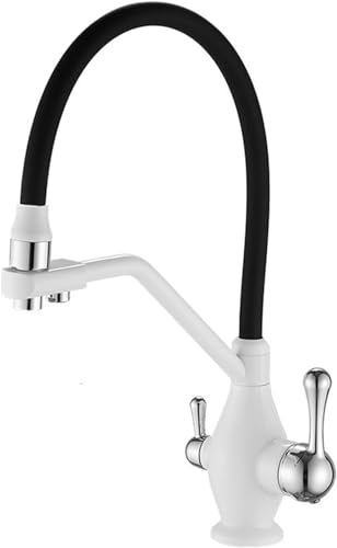 Robinet mélangeur de cuisine polyvalent 3 voies pour filtre à eau et douchette silicone noir