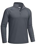 KEFITEVD Mens Summer Outdoor Sport Tops Long Sleeve UPF 50+ Shirt 1/4 Zip Sun Protection Clothing,Dark Grey,S