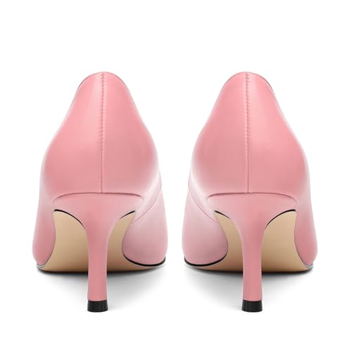 Image of Women Pointed Closed Toe 2.5 Inch Kitten Heel Slip On Pumps | Elegant Comfort Formal Dress Footwear, Versatile Ladies Shoes For Office Wedding Party Evening Daily Occasions