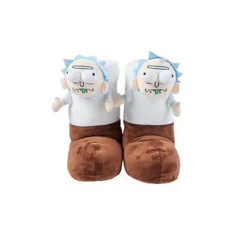 Snuggaboos Rick Boots: Hilarious and Cozy Cartoon-Inspired Plush Slippers – Fun and Soft 3D Character Design for Ultimate Comfort – Non-Slip Sole, One-Size Fits All Cover