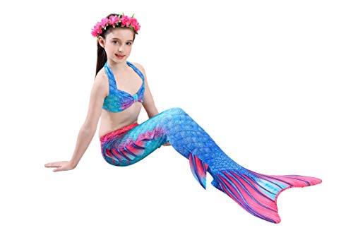 Fishtailfun Mermaid Swimsuit Costume Cosplay Mermaid Tails for Swimming for Girls, Princess Bikini Set