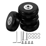 TOGEVAL Juego de Ruedas Giratorias de Repuesto para Maleta 50 Mm con Cojinetes de Bolas, Kit de 4 Piezas de Goma Resistente al Desgaste, Incluye Ejes y Tornillos para Maletas de Viaje