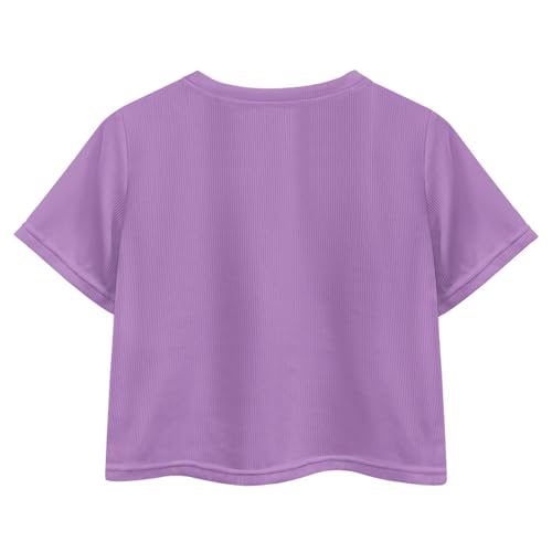 Image of Girls Summer Crop Top Outfits Short Sleeve T Shirts Kids Cute Clothes Tees Blouse