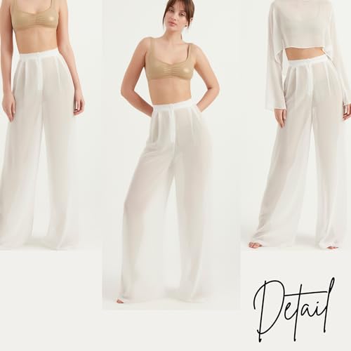 TUBANUR Women's Chiffon Pants | Casual Wide Leg High Waist Palazzo Trousers | Summer Evening Women Pants Clothes4