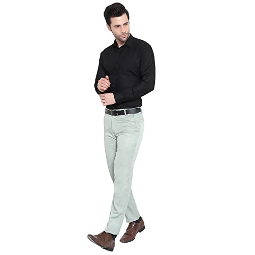 Image of The PS Men's Formal Regular Fit Cotton Blend Black, Dark Grey Combo Trouser (Pack of 2)