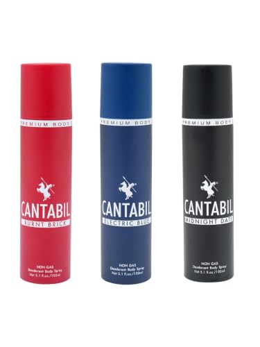 Image of Cantabil Electric Blue & Midnight Date & Burnt Brick Unisex No Gas Deodorant Body Spray | Combo Of 3 X 150ml With Lotus, Mint, Citrus | Perfume Deo For Men & Women | Rakhi Gift for Brother