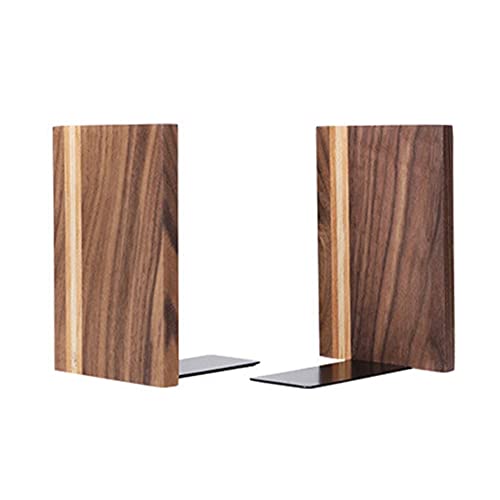 ONCTESQ Biblioteca 2 sujetalibros de Madera con Base de Metal, Resistentes, con Puntos Antideslizantes para escritorios de Oficina o estantes, sujetalibros Decorativo.
