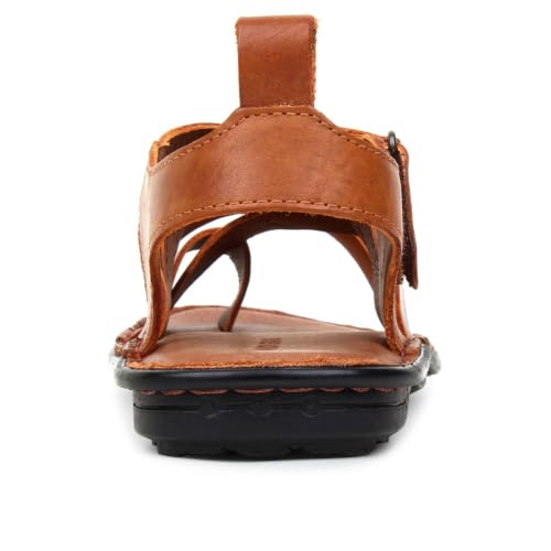 Image of MARDI GRAS Leather Sandals for Men | Casual Sandals with PU Sole & Foam Insole | Adjustable Straps, Breathable Leather Lining