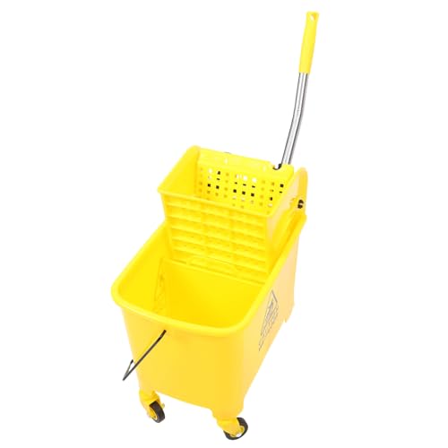 HEMOTON Cubo de Fregona Comercial Ruedas Silenciosas y Prensa Lateral Plástico Resistente Amarillo para Limpieza Hogar y Negocios Color Aleatorio Color Aleatorio