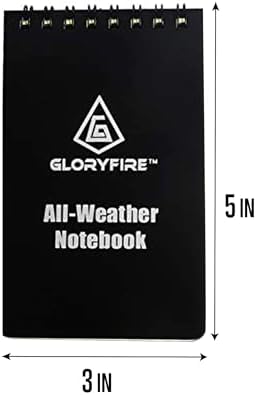 GLORYFIRE Waterproof Notebook All Weather Shower Pocket Tactical Notepad with Cover Steno Pad Memo Book with Green Grid Paper for Outdoor Activities Recording Green Journals to Write 5 PCS 3" x 5"