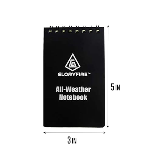 GLORYFIRE Waterproof Notebook All Weather Shower Pocket Tactical Notepad with Cover Steno Pad Memo Book with Green Grid Paper for Outdoor Activities Recording Green Journals to Write 5 PCS 3" x 5"