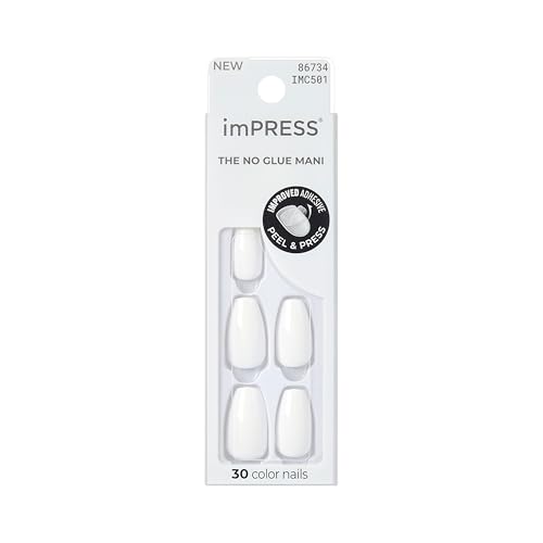 Kiss Impress Color Press-On Nails Polish-Free Manicure Set, ‘Frosting’, 30 Chip-Proof, Smudge-Proof Fake Nails