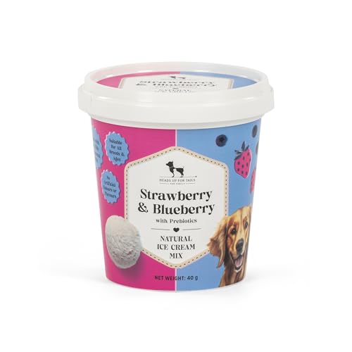 Image of HUFT Strawberry & Blueberry Dog Ice Cream Mix - 40 gm (Pack of 5) | Natural Treats with Prebiotics for Dogs | Easy to Prepare Frozen Dessert | Healthy Snack for All Life Stages & Breeds Dogs