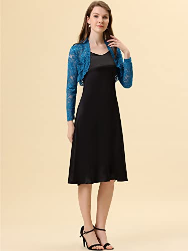 Image of Allegra K Women's Elegant Crop Cardigan Sheer Floral Lace Bolero Shrug Top