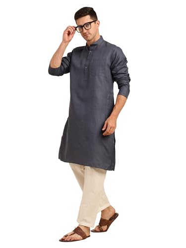 Image of ITOS365 Men Cotton Blend Kurta Pyjama Set Party Fashion Regular Ethinic Wear Indian Dress Gift for Men