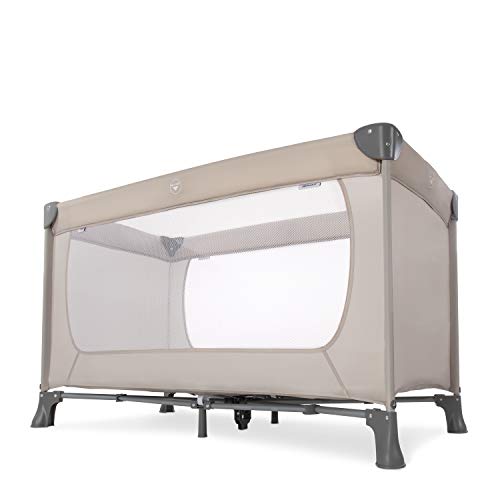hauck Dream N Play, Beige - Baby & Kinder Reisebett mit Tragetasche ab Geburt bis 15 kg, Schnell & Kompakt Faltbar, Große Netzfenster