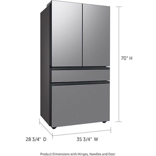 Image of Samsung 23 Cu. Ft. Bespoke Counter Depth 4-Door French Door Refrigerator with Beverage Center, Stainless Steel, RF23BB8600QLAA