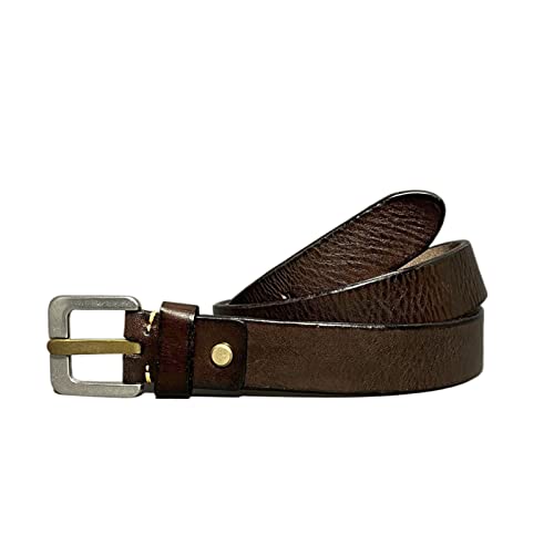 Ceinture en cuir de vache fait main et boucle acier inoxydable marron