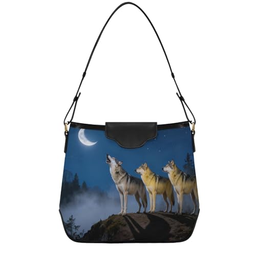 Sac à main loup bandoulière amovible grand format en cuir synthétique